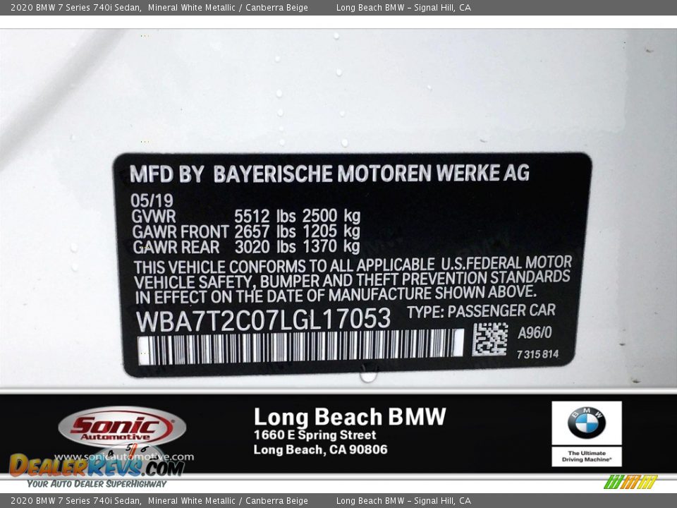 2020 BMW 7 Series 740i Sedan Mineral White Metallic / Canberra Beige Photo #11