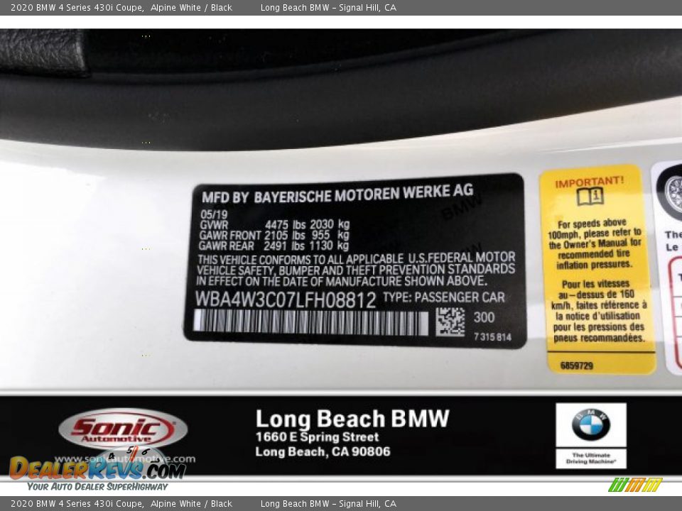 2020 BMW 4 Series 430i Coupe Alpine White / Black Photo #11