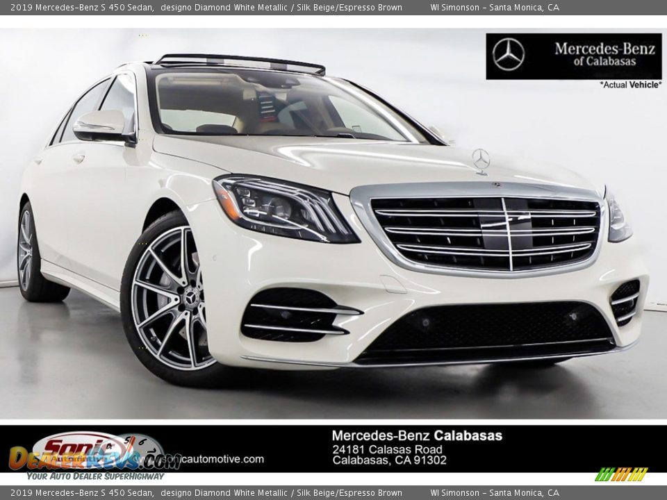 2019 Mercedes-Benz S 450 Sedan designo Diamond White Metallic / Silk Beige/Espresso Brown Photo #1
