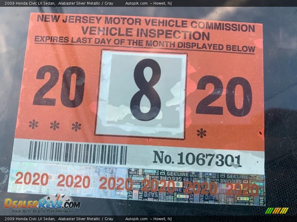 2009 Honda Civic LX Sedan Alabaster Silver Metallic / Gray Photo #9