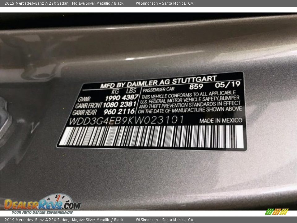 2019 Mercedes-Benz A 220 Sedan Mojave Silver Metallic / Black Photo #10