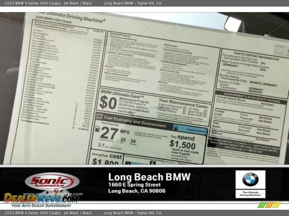 2020 BMW 4 Series 430i Coupe Jet Black / Black Photo #10