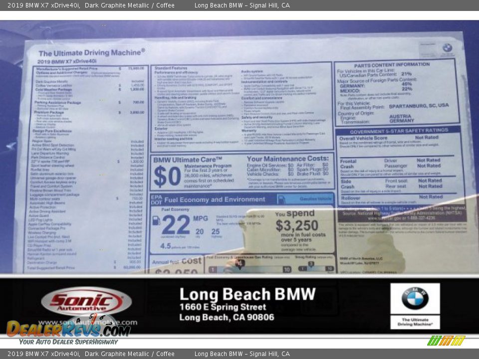 2019 BMW X7 xDrive40i Dark Graphite Metallic / Coffee Photo #10