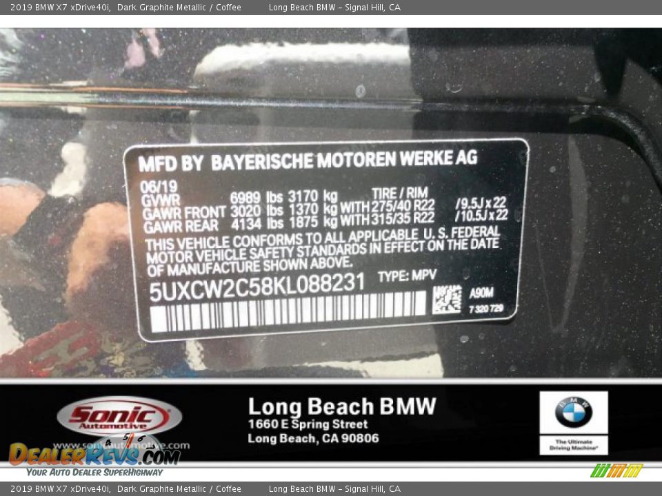 2019 BMW X7 xDrive40i Dark Graphite Metallic / Coffee Photo #11