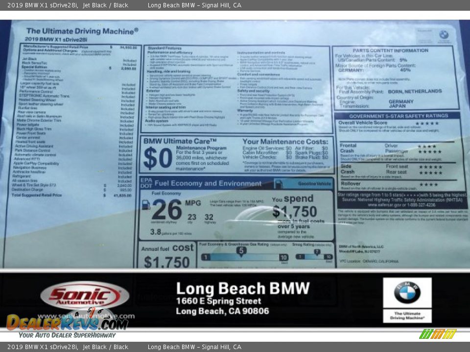 2019 BMW X1 sDrive28i Jet Black / Black Photo #10