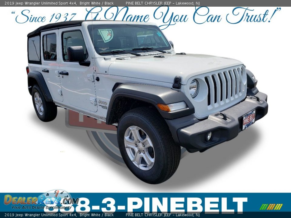 2019 Jeep Wrangler Unlimited Sport 4x4 Bright White / Black Photo #1