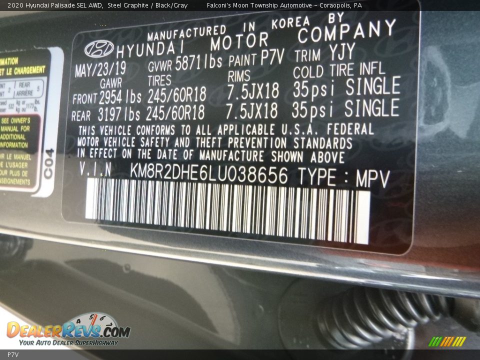 Hyundai Color Code P7V Steel Graphite