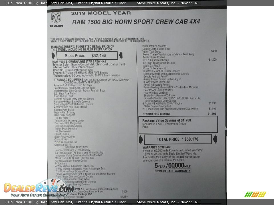 2019 Ram 1500 Big Horn Crew Cab 4x4 Granite Crystal Metallic / Black Photo #33