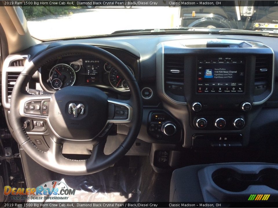 2019 Ram 1500 Big Horn Crew Cab 4x4 Diamond Black Crystal Pearl / Black/Diesel Gray Photo #2