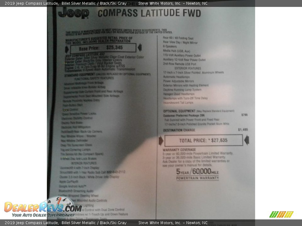 2019 Jeep Compass Latitude Billet Silver Metallic / Black/Ski Gray Photo #32