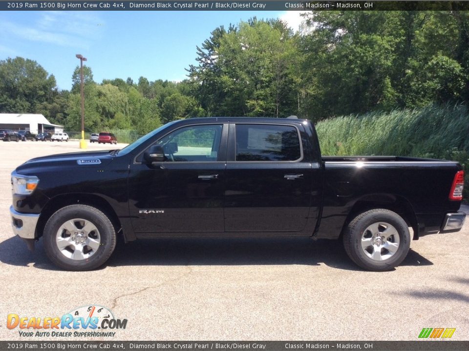 2019 Ram 1500 Big Horn Crew Cab 4x4 Diamond Black Crystal Pearl / Black/Diesel Gray Photo #6