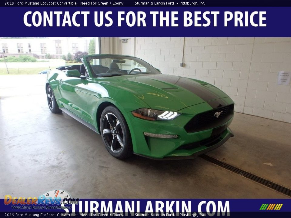 2019 Ford Mustang EcoBoost Convertible Need For Green / Ebony Photo #1