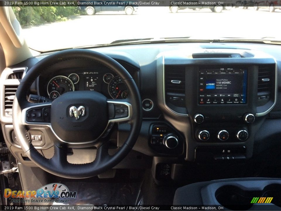 2019 Ram 1500 Big Horn Crew Cab 4x4 Diamond Black Crystal Pearl / Black/Diesel Gray Photo #2