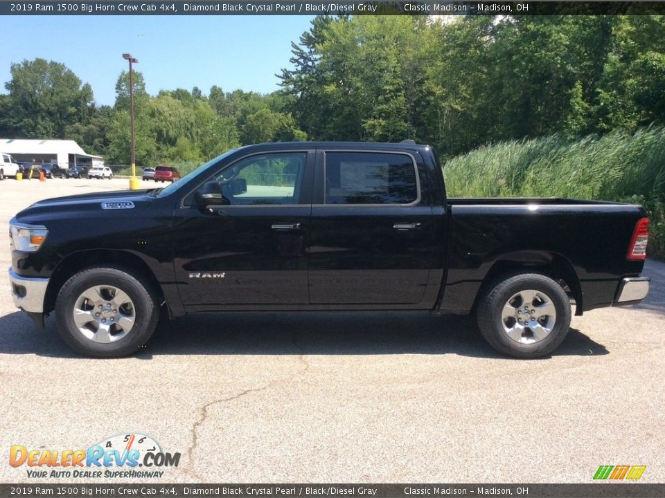 2019 Ram 1500 Big Horn Crew Cab 4x4 Diamond Black Crystal Pearl / Black/Diesel Gray Photo #6