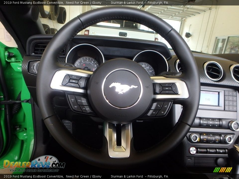 2019 Ford Mustang EcoBoost Convertible Need For Green / Ebony Photo #14