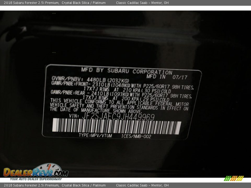 2018 Subaru Forester 2.5i Premium Crystal Black Silica / Platinum Photo #27