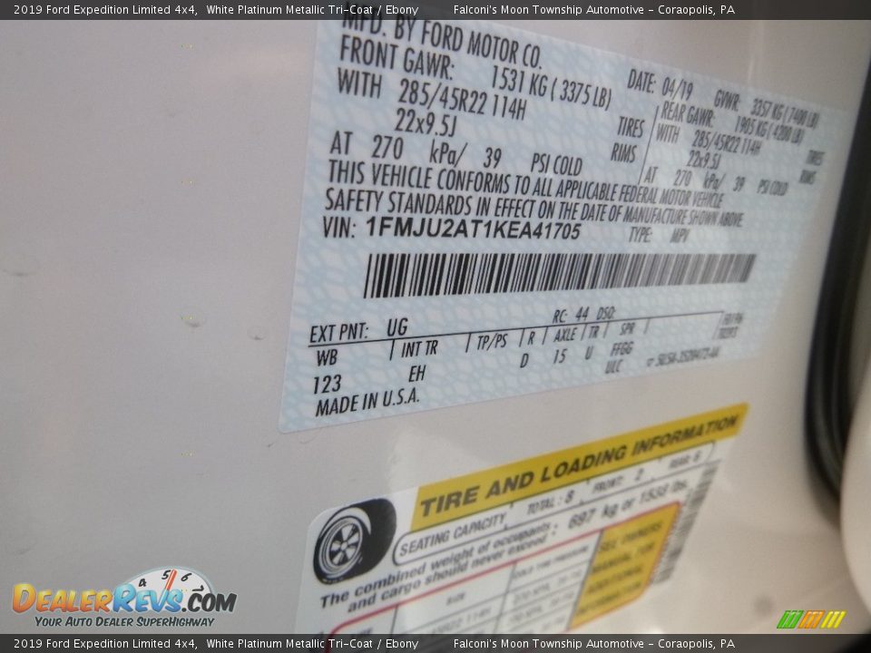 2019 Ford Expedition Limited 4x4 White Platinum Metallic Tri-Coat / Ebony Photo #12