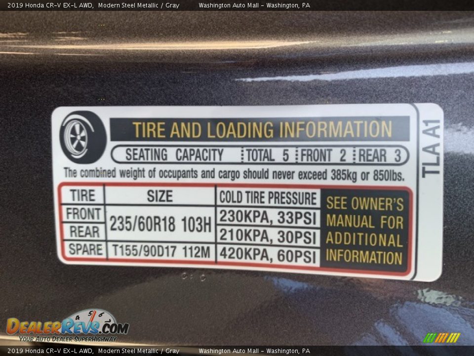 2019 Honda CR-V EX-L AWD Modern Steel Metallic / Gray Photo #8