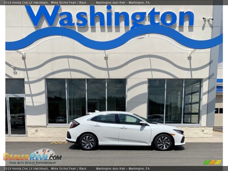 2019 Honda Civic LX Hatchback White Orchid Pearl / Black Photo #1
