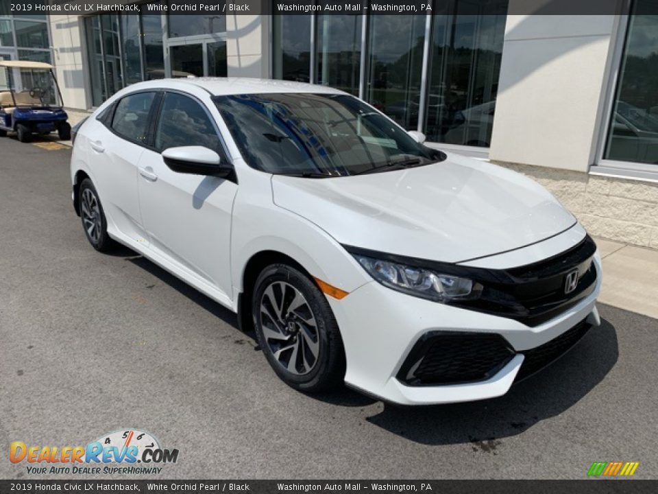 2019 Honda Civic LX Hatchback White Orchid Pearl / Black Photo #2
