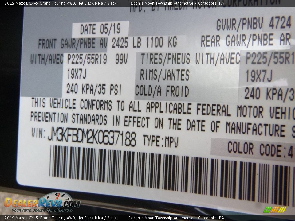 2019 Mazda CX-5 Grand Touring AWD Jet Black Mica / Black Photo #12