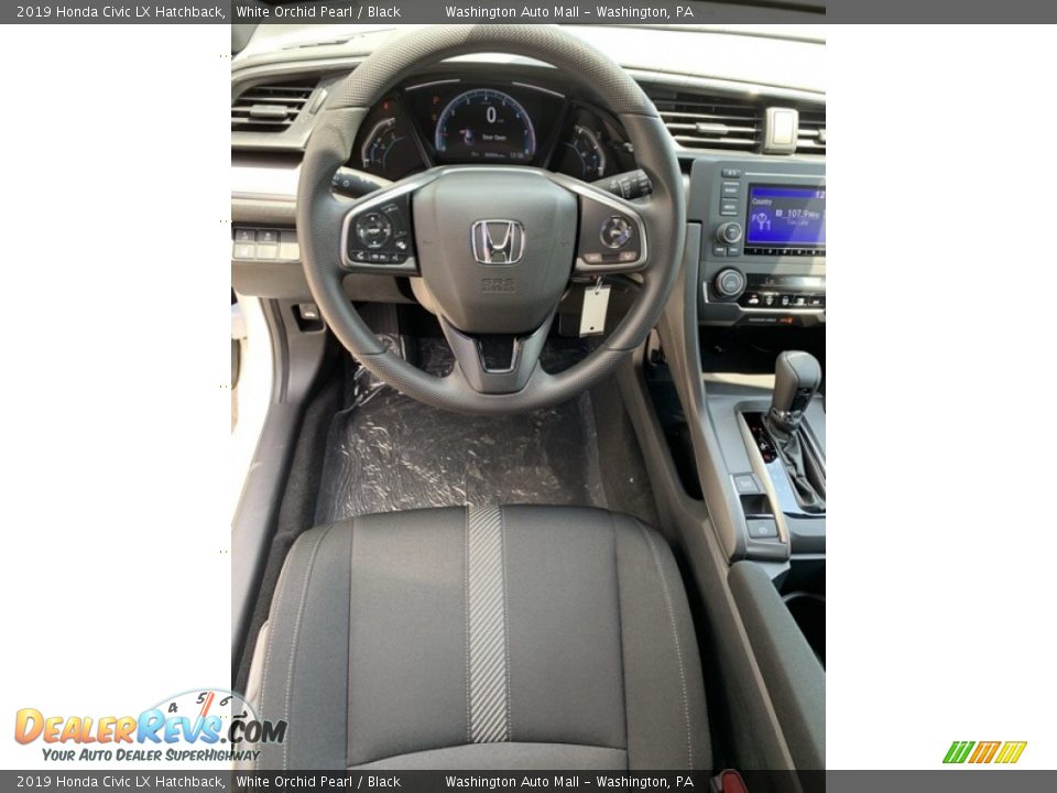 2019 Honda Civic LX Hatchback White Orchid Pearl / Black Photo #13