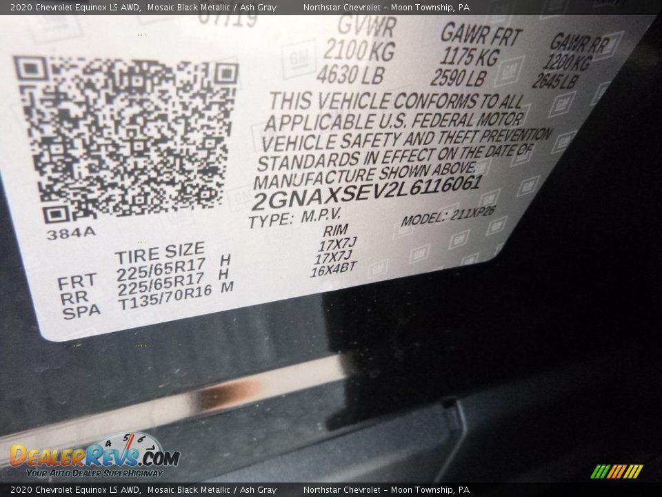 2020 Chevrolet Equinox LS AWD Mosaic Black Metallic / Ash Gray Photo #16