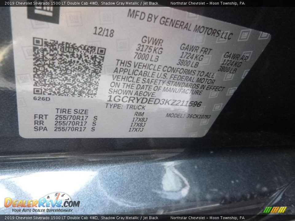 2019 Chevrolet Silverado 1500 LT Double Cab 4WD Shadow Gray Metallic / Jet Black Photo #13
