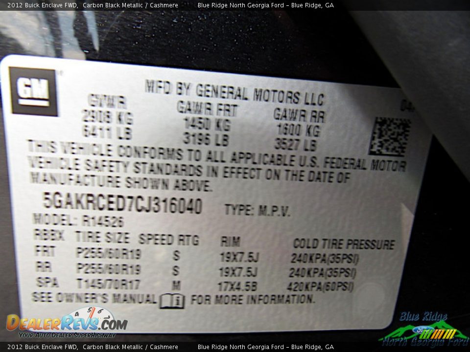 2012 Buick Enclave FWD Carbon Black Metallic / Cashmere Photo #28