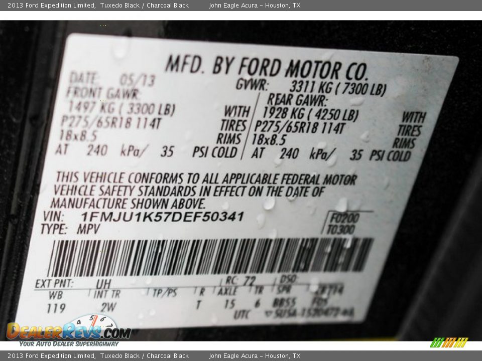 2013 Ford Expedition Limited Tuxedo Black / Charcoal Black Photo #16