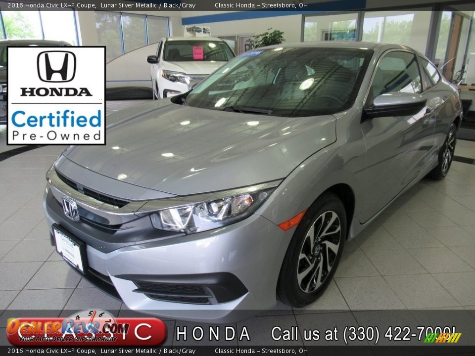 2016 Honda Civic LX-P Coupe Lunar Silver Metallic / Black/Gray Photo #1