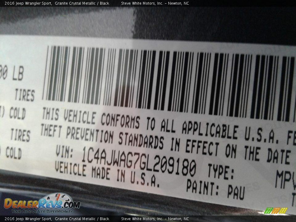2016 Jeep Wrangler Sport Granite Crystal Metallic / Black Photo #27