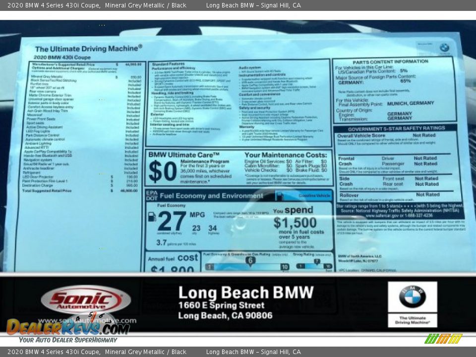 2020 BMW 4 Series 430i Coupe Mineral Grey Metallic / Black Photo #10