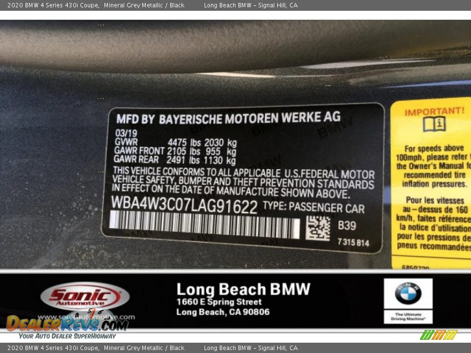 2020 BMW 4 Series 430i Coupe Mineral Grey Metallic / Black Photo #11