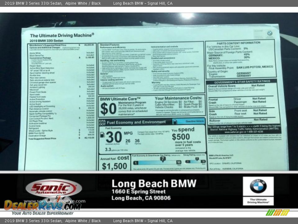 2019 BMW 3 Series 330i Sedan Alpine White / Black Photo #10