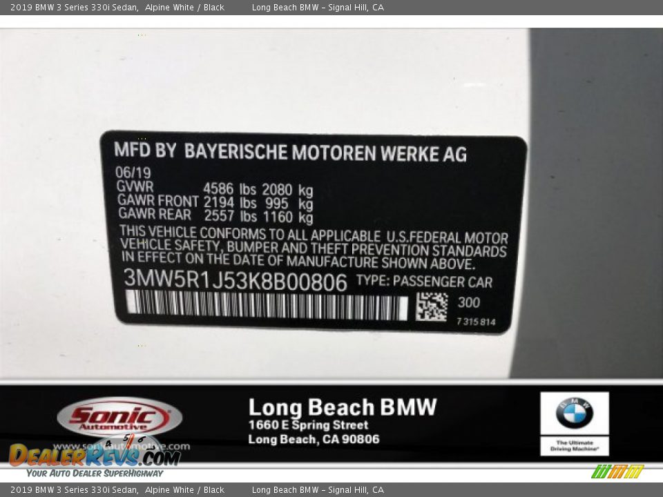 2019 BMW 3 Series 330i Sedan Alpine White / Black Photo #11