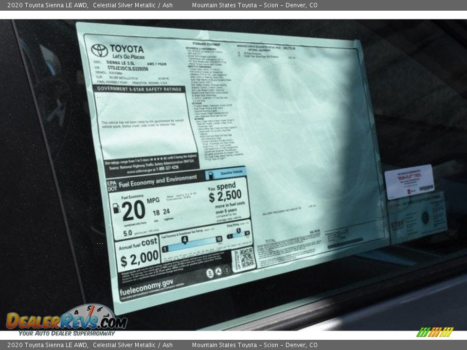 2020 Toyota Sienna LE AWD Window Sticker Photo #11