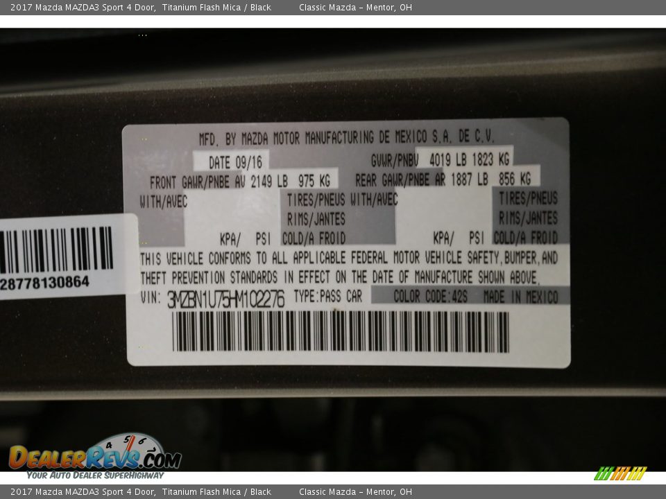 2017 Mazda MAZDA3 Sport 4 Door Titanium Flash Mica / Black Photo #22