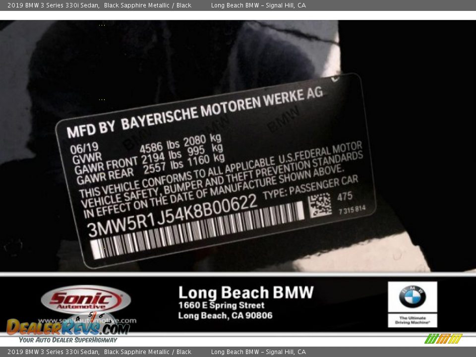 2019 BMW 3 Series 330i Sedan Black Sapphire Metallic / Black Photo #12