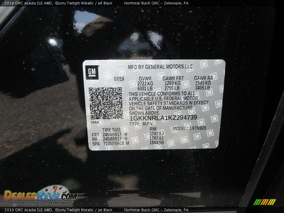 2019 GMC Acadia SLE AWD Ebony Twilight Metallic / Jet Black Photo #11