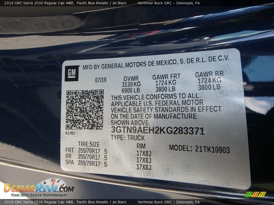 2019 GMC Sierra 1500 Regular Cab 4WD Pacific Blue Metallic / Jet Black Photo #12
