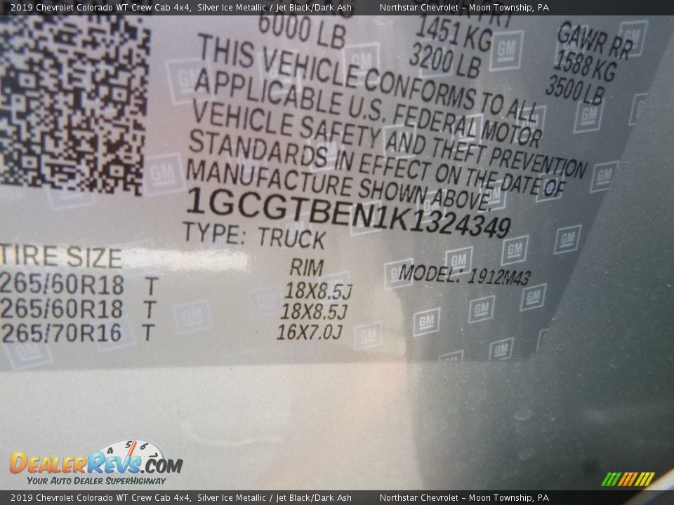 2019 Chevrolet Colorado WT Crew Cab 4x4 Silver Ice Metallic / Jet Black/Dark Ash Photo #14