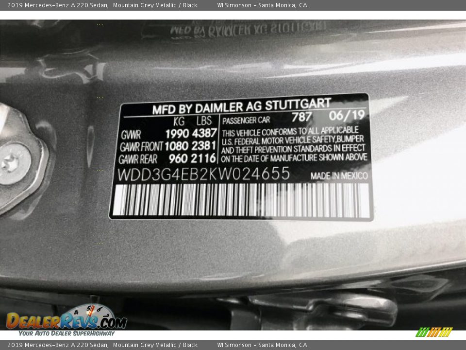 2019 Mercedes-Benz A 220 Sedan Mountain Grey Metallic / Black Photo #11