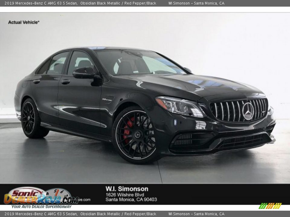 2019 Mercedes-Benz C AMG 63 S Sedan Obsidian Black Metallic / Red Pepper/Black Photo #1