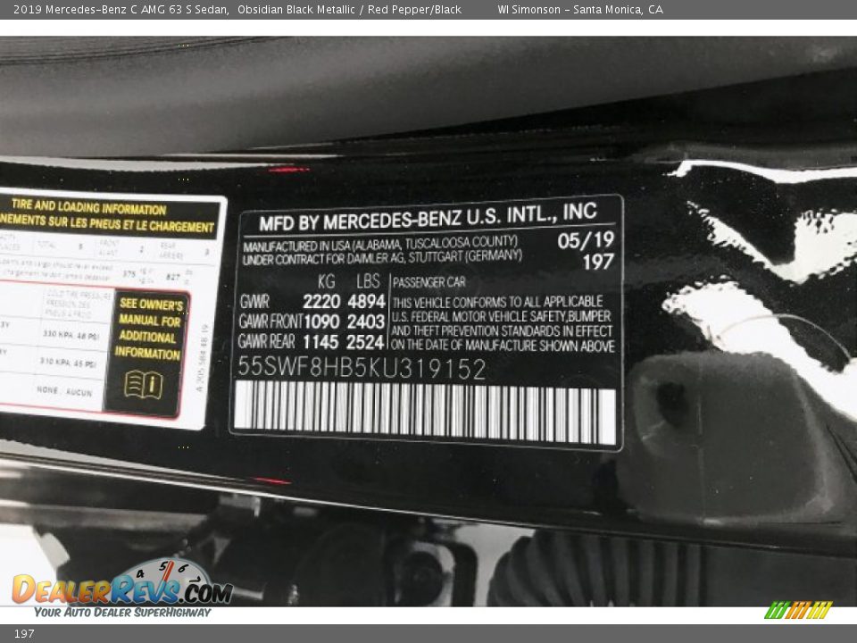 Mercedes-Benz Color Code 197 Obsidian Black Metallic