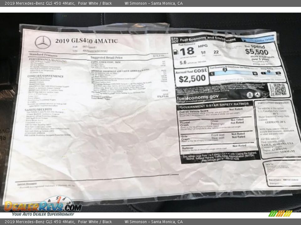 2019 Mercedes-Benz GLS 450 4Matic Polar White / Black Photo #10