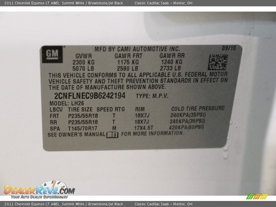 2011 Chevrolet Equinox LT AWD Summit White / Brownstone/Jet Black Photo #20