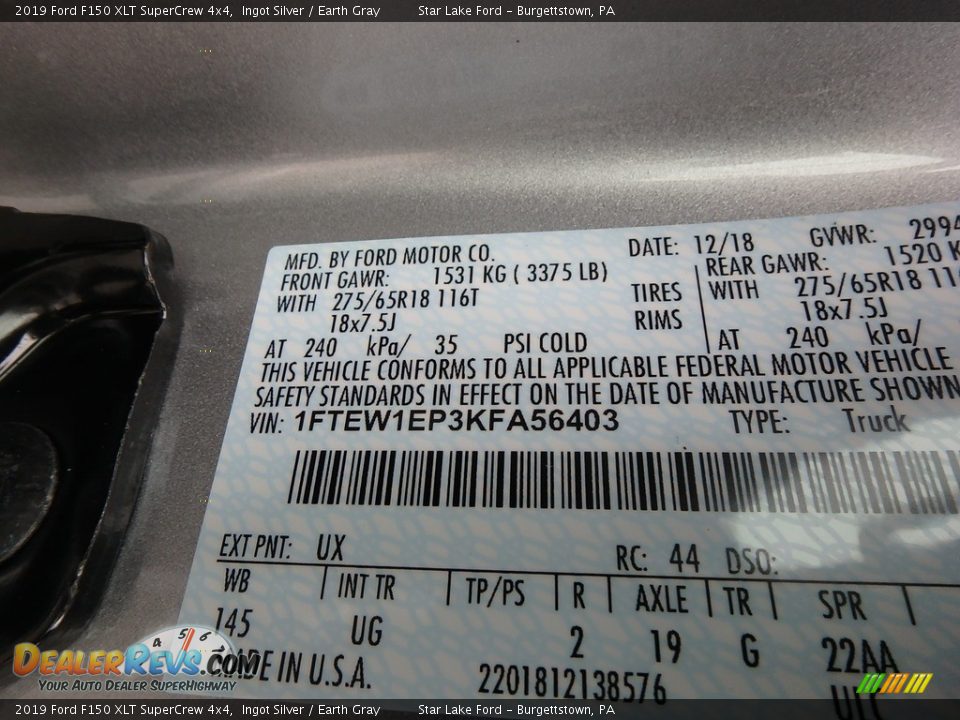 2019 Ford F150 XLT SuperCrew 4x4 Ingot Silver / Earth Gray Photo #11