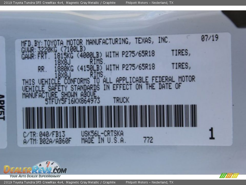 2019 Toyota Tundra SR5 CrewMax 4x4 Magnetic Gray Metallic / Graphite Photo #4