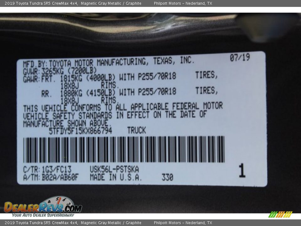 2019 Toyota Tundra SR5 CrewMax 4x4 Magnetic Gray Metallic / Graphite Photo #28